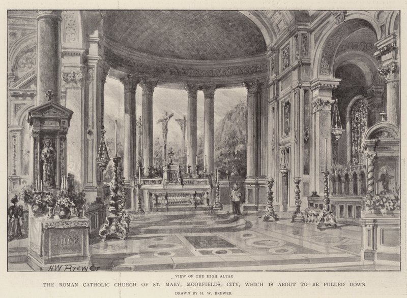 La Chiesa Cattolica Romana di Santa Maria, Moorfields, City, che sta per essere demolita da Henry William Brewer