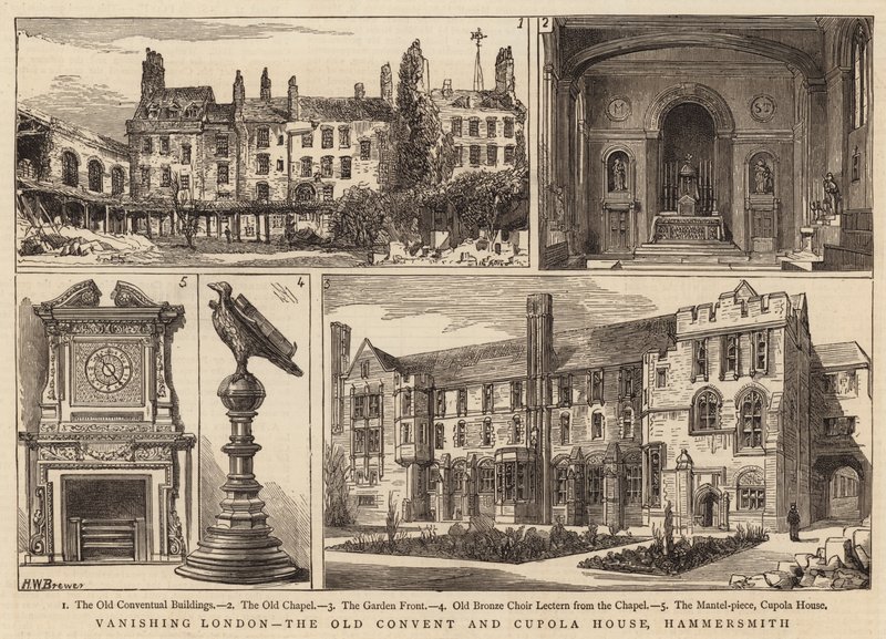 Londra che scompare, il vecchio convento e la Cupola House, Hammersmith da Henry William Brewer