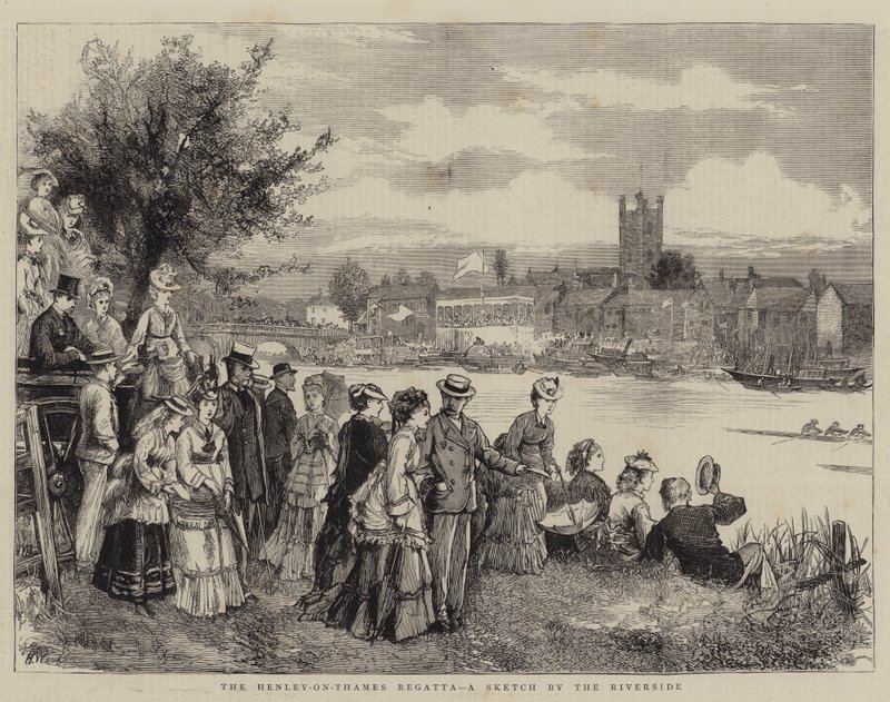 La regata di Henley-on-Thames, uno schizzo lungo il fiume da Henry Woods