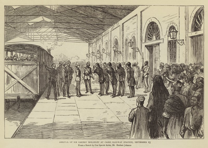 Arrivo di Sir Garnet Wolseley alla stazione ferroviaria del Cairo, 15 settembre da Herbert Johnson