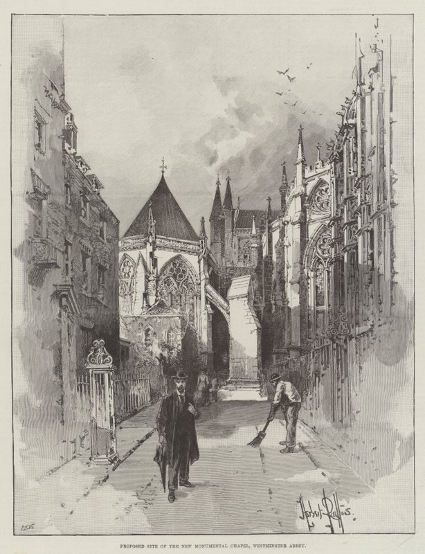 Sito proposto per la nuova cappella monumentale, Abbazia di Westminster da Herbert Railton