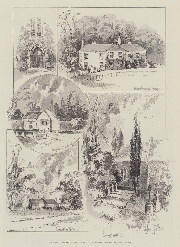 La prima vita del cardinale Manning, schizzi intorno a Lavington, Sussex da Herbert Railton