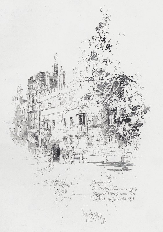 Brasenose College, Oxford, che mostra la stanza del clero e scrittore inglese Reginald Heber da Herbert (after) Railton