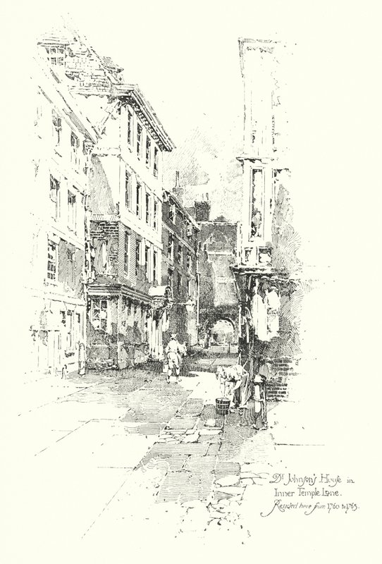 Casa del Dr Johnson, Inner Temple Lane, vi risiedette dal 1760 al 1765 da Herbert (after) Railton