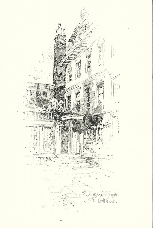 Casa del Dr Johnson, No 8 Bolt Court, Londra da Herbert (after) Railton