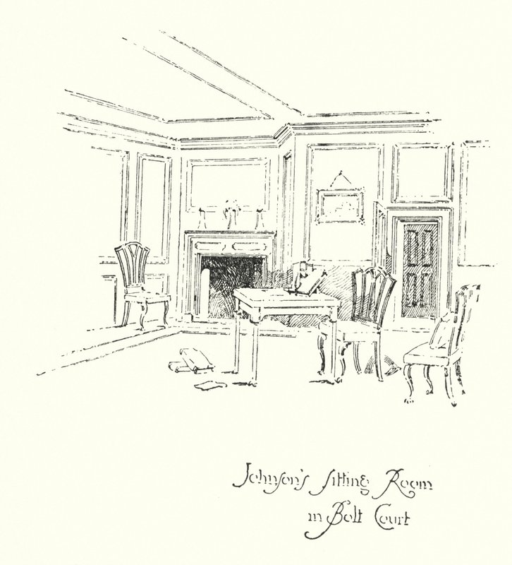 La stanza di Dr Johnson a Bolt Court, Londra da Herbert (after) Railton