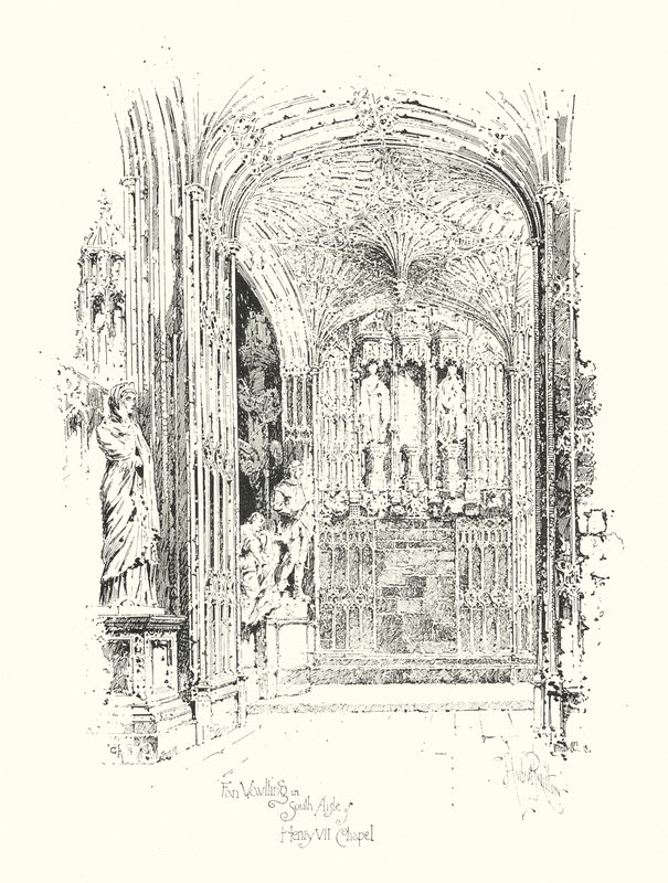 Volta a ventaglio nel corridoio sud della Cappella di Enrico VII da Herbert (after) Railton