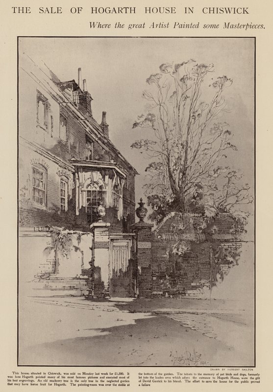 Ex casa di William Hogarth, Chiswick, Londra da Herbert (after) Railton
