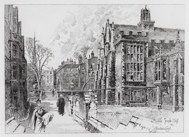 Middle Temple Hall e Fountain Court da Herbert (after) Railton