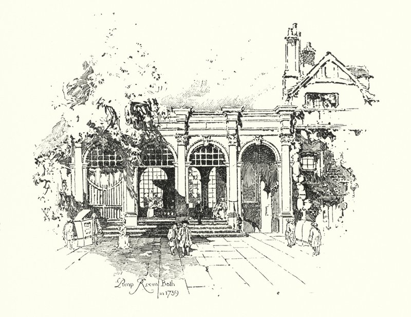 Pump Room, Bath, nel 1739 da Herbert (after) Railton