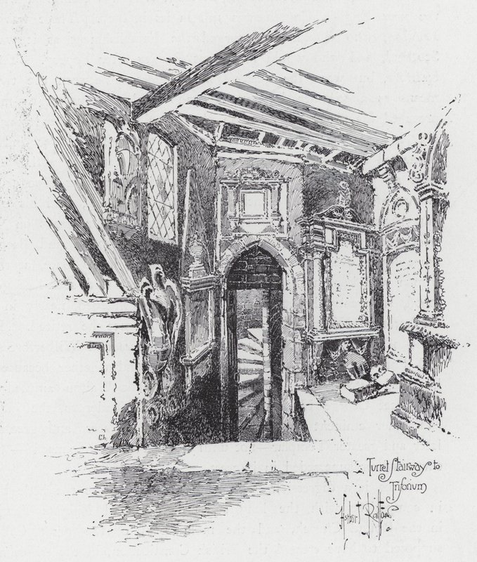 Scala a chiocciola per il triforio (incisione) da Herbert (after) Railton