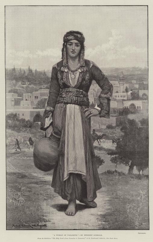 Una donna di Nazareth, dalla mostra La Terra Santa, da Gerusalemme a Damasco, alle Dowdeswell Galleries, New Bond Street da Herbert Gustave Schmalz