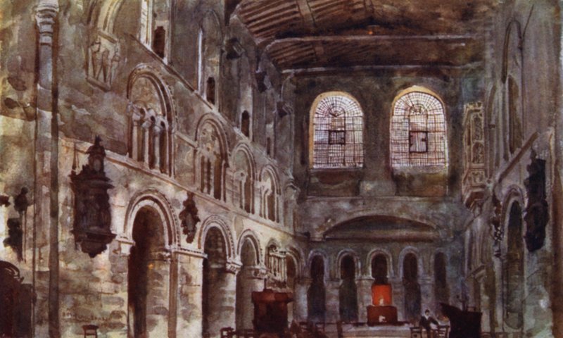 Interno di St Bartholomew prima del restauro da Herbert Menzies (after) Marshall