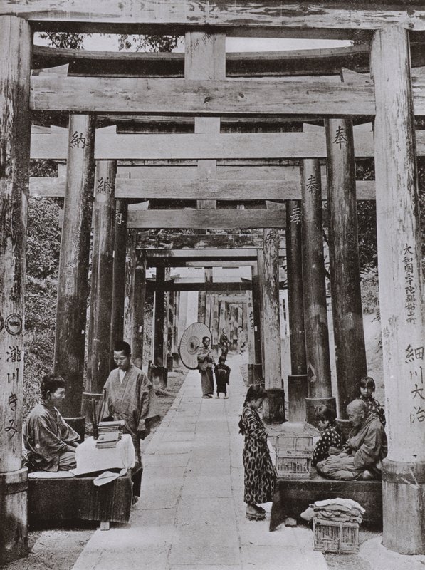 Un viale di Torii al tempio di Inari da Herbert Ponting