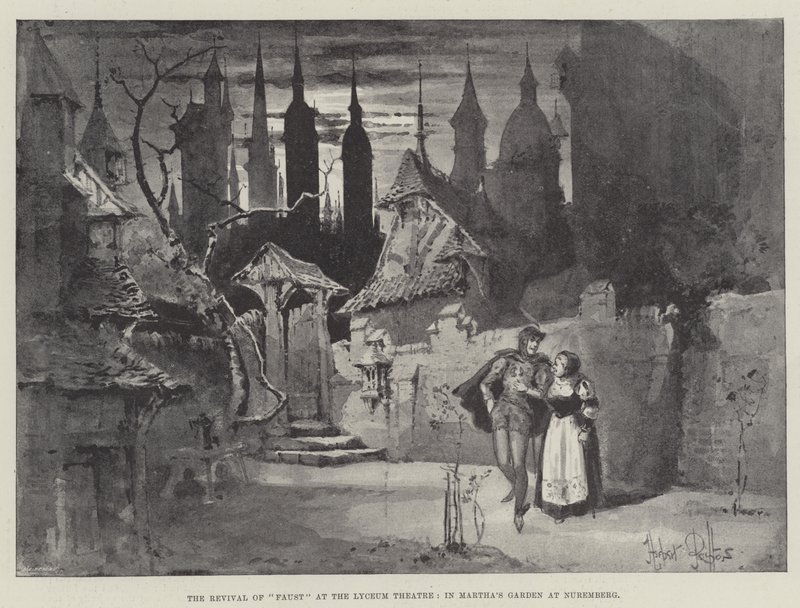 La rinascita di Faust al Lyceum Theatre, nel giardino di Marta a Norimberga da Herbert Railton
