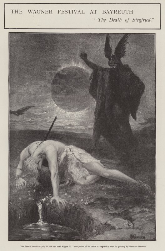 Il festival di Wagner a Bayreuth: la morte di Sigfrido da Hermann (after) Hendrich