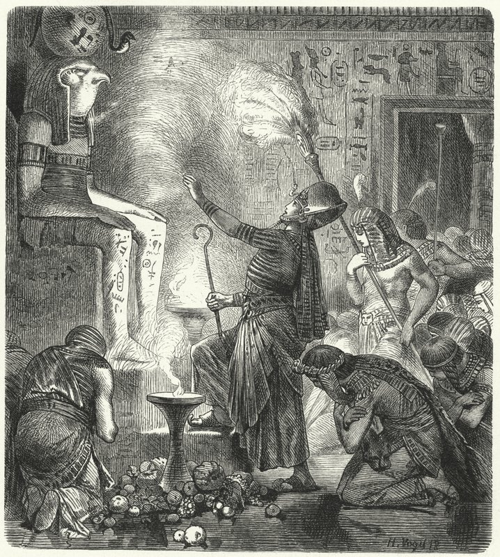 Un giovane faraone egiziano in un tempio da Hermann Vogel