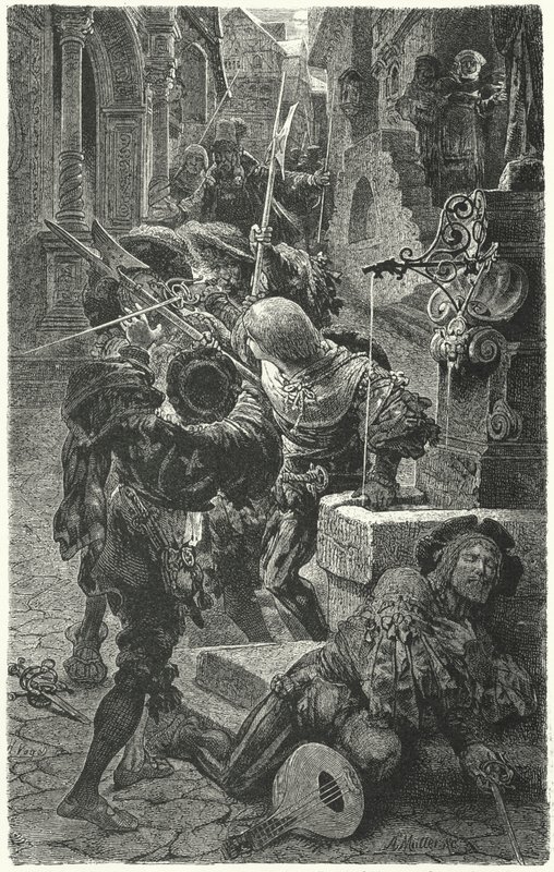 Scontro tra studenti e lanzichenecchi a Erfurt, 1510 da Hermann Vogel