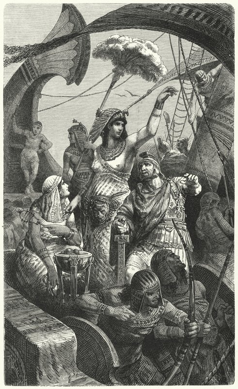 Cleopatra durante la battaglia di Azio, 31 a.C. da Hermann Vogel