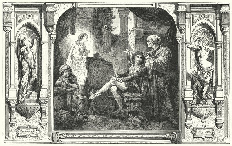 Dante Alighieri nello studio di Giotto, XIV secolo da Hermann Vogel