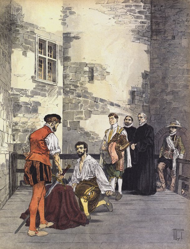 Esecuzione di Charles de Gontaut, Duca di Biron, per tradimento, alla Bastiglia, Parigi, 1602 da Hermann Vogel