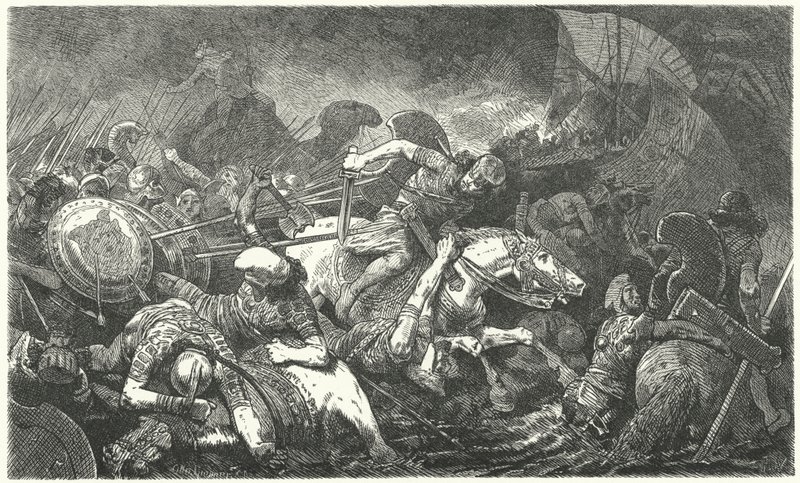 Fuga dei persiani dopo la battaglia di Maratona, 490 a.C. da Hermann Vogel