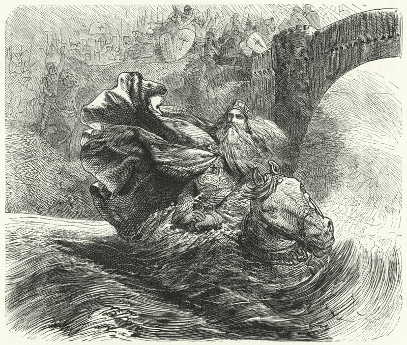 Federico Barbarossa che annega nel fiume Saleph durante la Terza Crociata, 1190 da Hermann Vogel