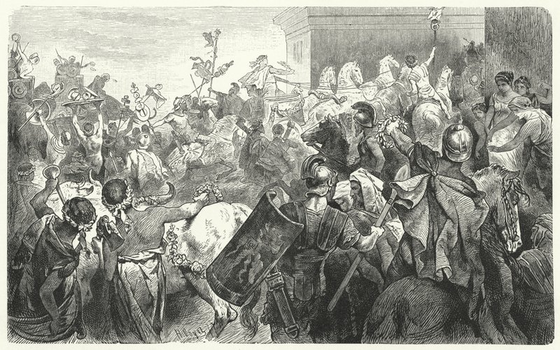 Trionfo di Scipione Emiliano dopo la distruzione di Cartagine nella Terza Guerra Punica, 146 a.C. da Hermann Vogel