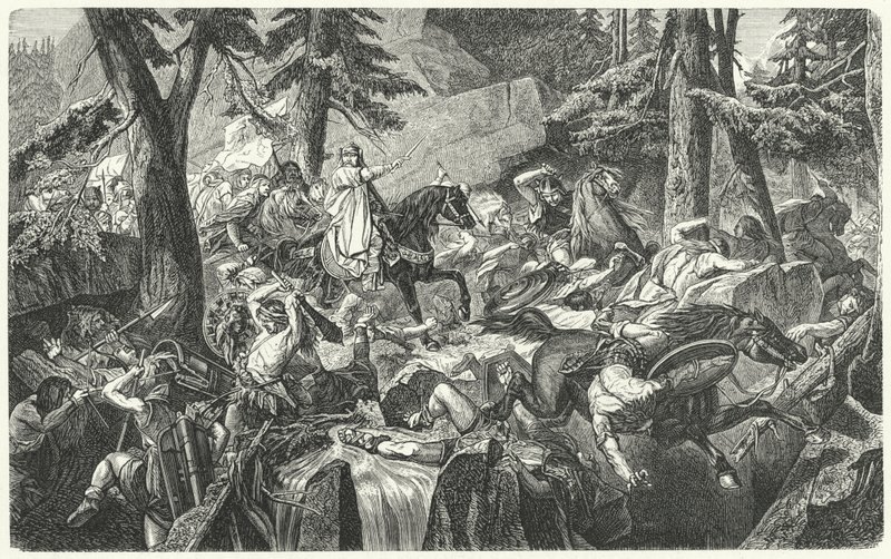 Carlo Magno attraversa le Alpi, 773 (incisione) da Hippolyte Delaroche