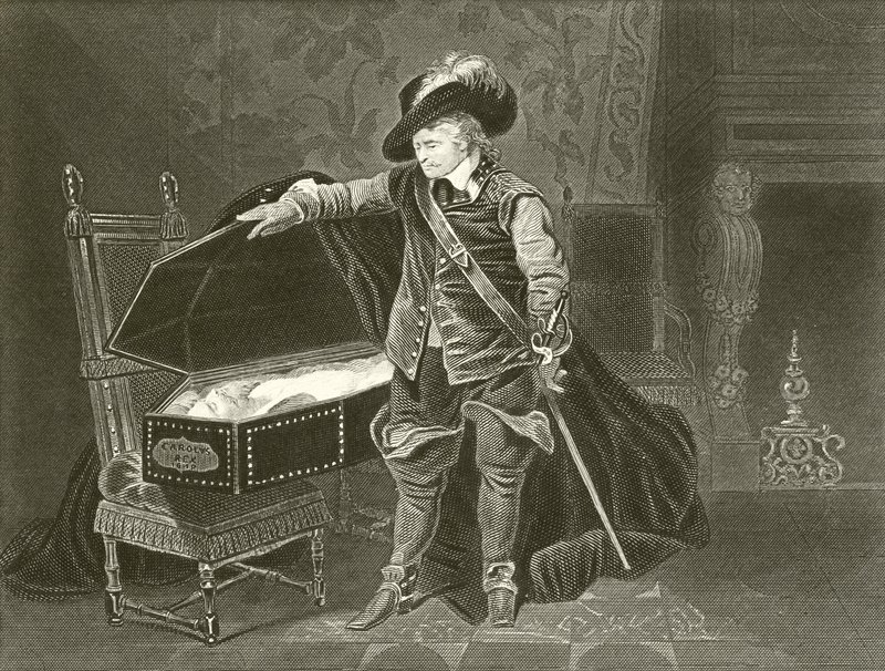Cromwell osserva il corpo morto di Carlo I da Hippolyte Delaroche