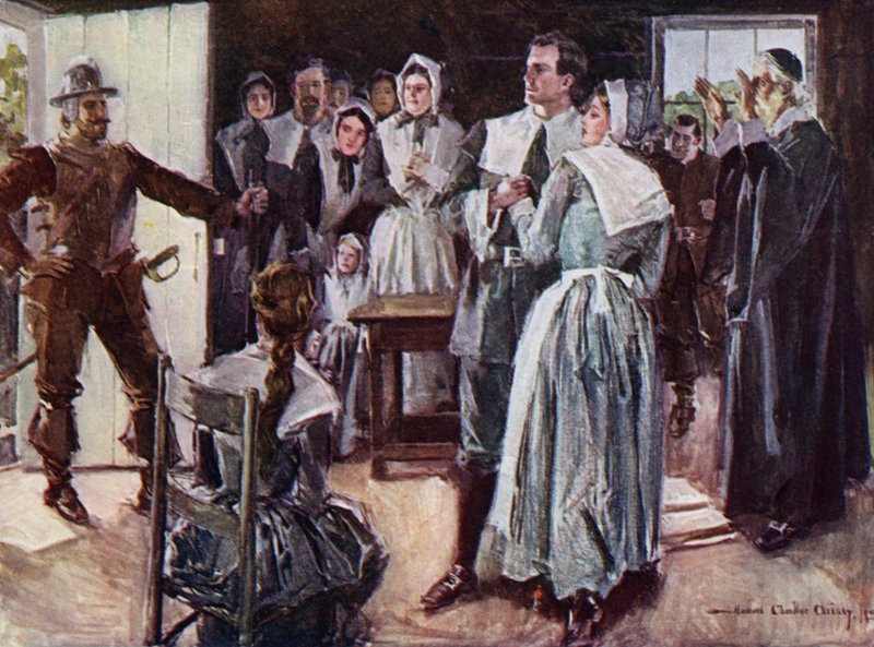 Illustrazione per The Courtship of Miles Standish di Henry Wadsworth Longfellow da Howard Chandler (after) Christy