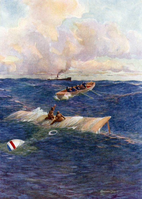 La scialuppa di salvataggio della "Mary of Denmark" salva Hawker e Grieve da Howard Davie