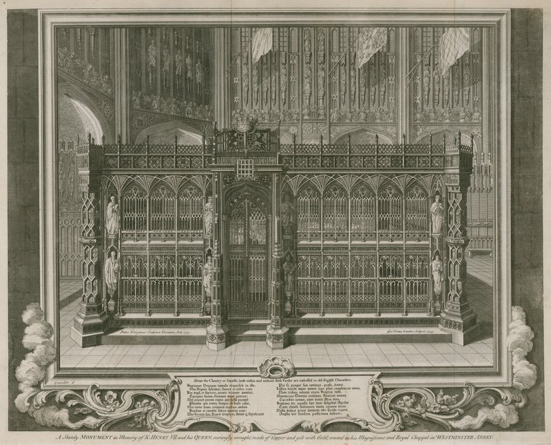 Un monumento maestoso in memoria di Re Enrico VII e della sua Regina da Hubert Francois Gravelot