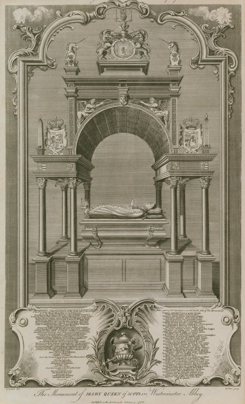 Il monumento di Maria Stuarda da Hubert Francois Gravelot