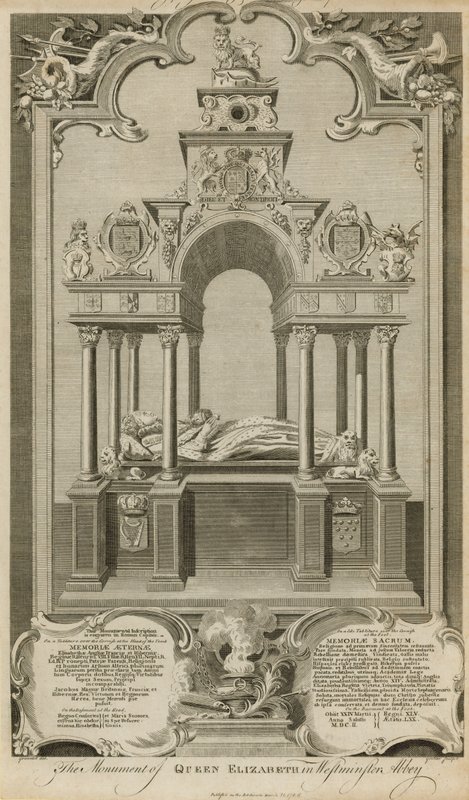 Il monumento della regina Elisabetta da Hubert Francois Gravelot