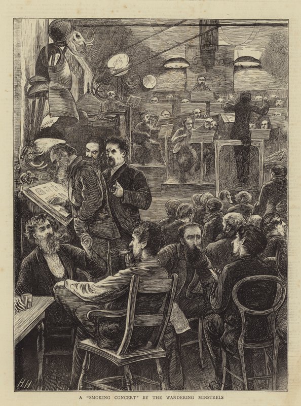 Un concerto fumante dei Minstrels erranti da Hubert von Herkomer