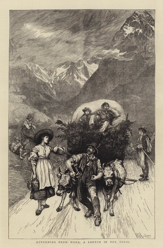 Ritorno dal lavoro, uno schizzo nel Tirolo da Hubert von Herkomer