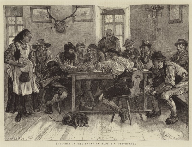 Schizzi nelle Alpi Bavaresi, I, un Wirthshaus da Hubert von Herkomer