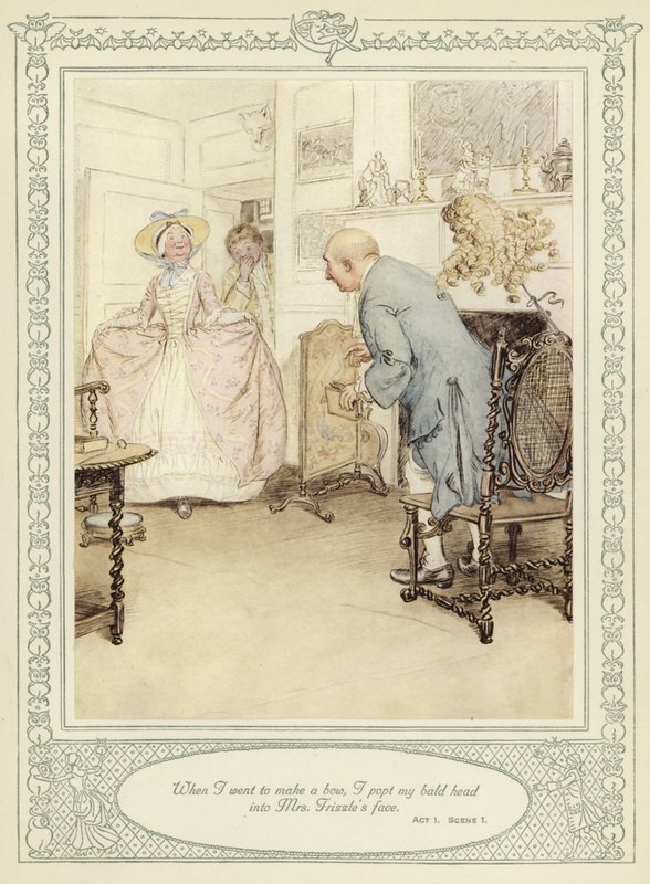 Illustrazione per La commedia degli errori di Goldsmith da Hugh Thomson