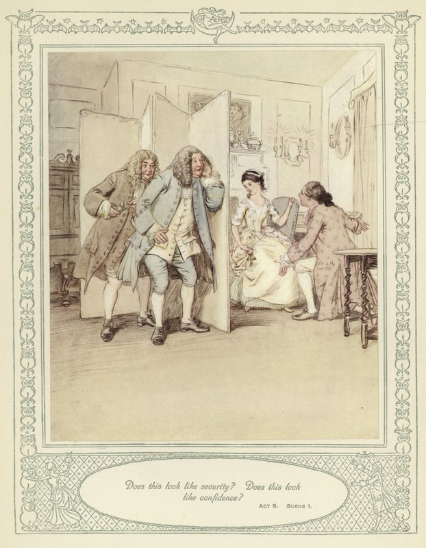 Illustrazione per She Stoops to Conquer di Goldsmith da Hugh Thomson