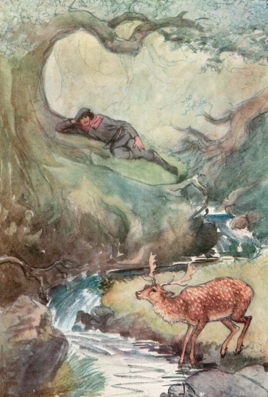 Illustrazione per Come vi piace di Shakespeare (litografia a colori) da Hugh Thomson