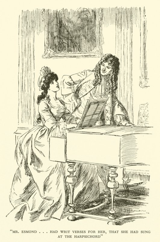 Mr Esmond...aveva scritto versi per lei, che aveva cantato al clavicembalo (incisione) da Hugh Thomson