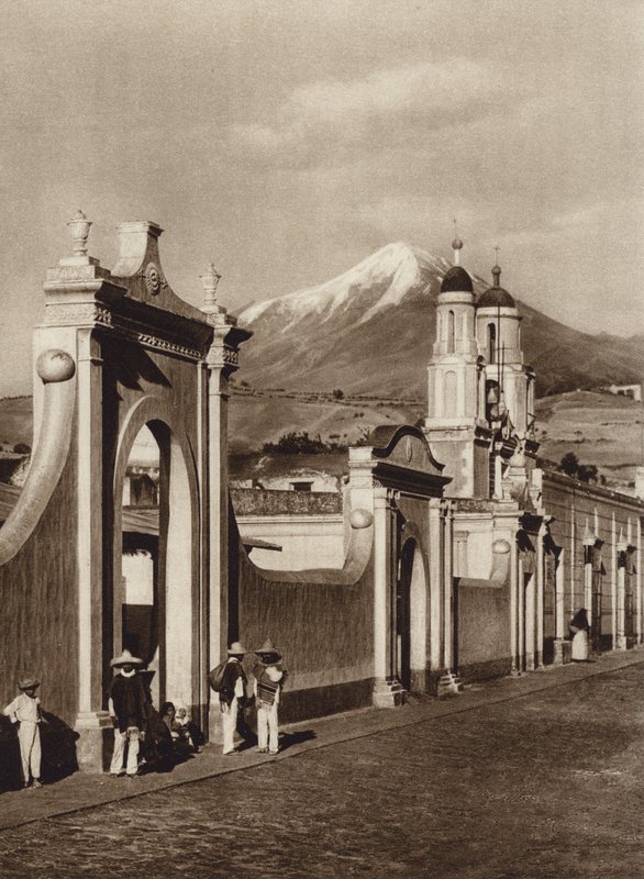 Messico: Chalchicomula con Pico de Orizaba (foto b/n) da Hugo Brehme
