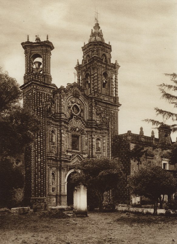 Messico: Chiesa di San Francisco, vista precedente (foto b/n) da Hugo Brehme