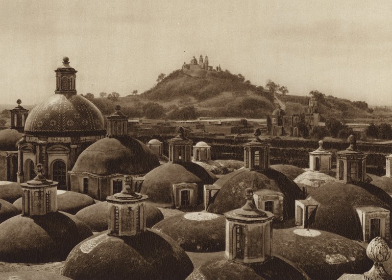 Messico: Piramide de Cholula (foto b/n) da Hugo Brehme