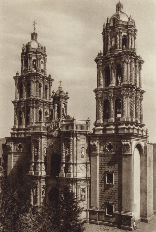Messico: San Luis de Potosi, La Catedral (foto b/n) da Hugo Brehme