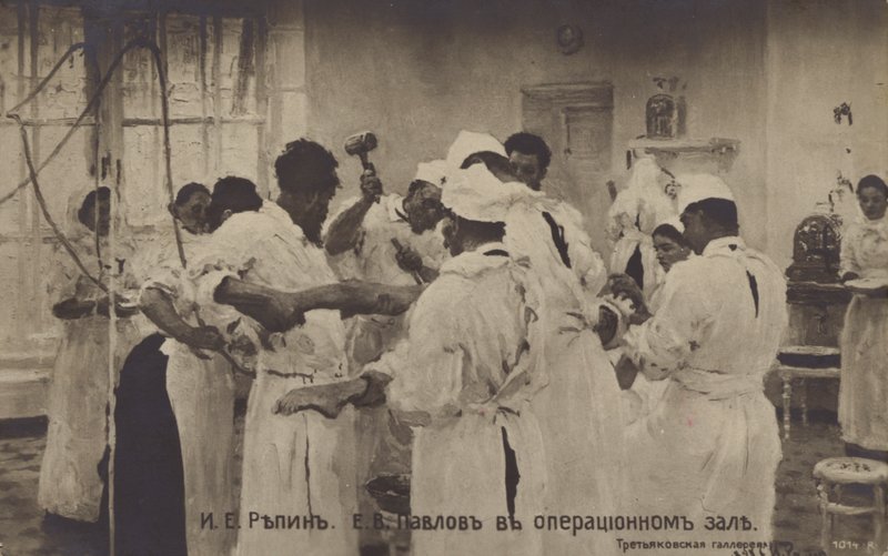 Il chirurgo E Pavlov in sala operatoria, 1888 da Ilya Efimovich after Repin