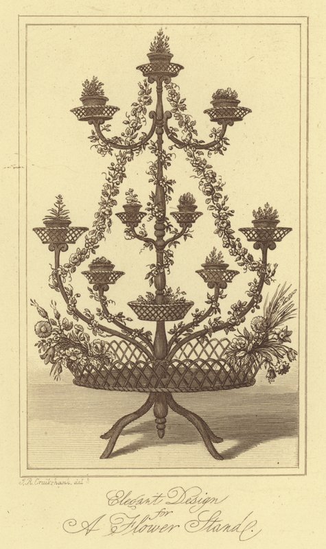 Design elegante per un portafiori (incisione) da Isaac (after) Cruikshank