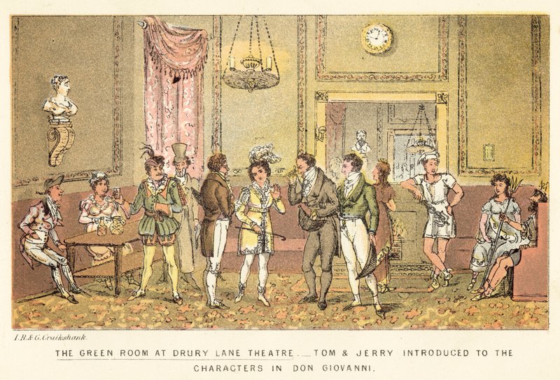 La Green Room al Drury Lane Theatre da Isaac, Robert and George Cruikshank