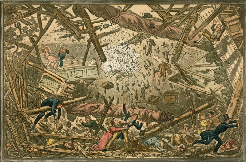 Il crollo del Teatro di New Brunswick, 28 febbraio 1828 da Isaac, Robert and George Cruikshank